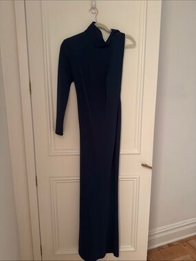 Elegant Navy Long Sleeve Maxi Dress
